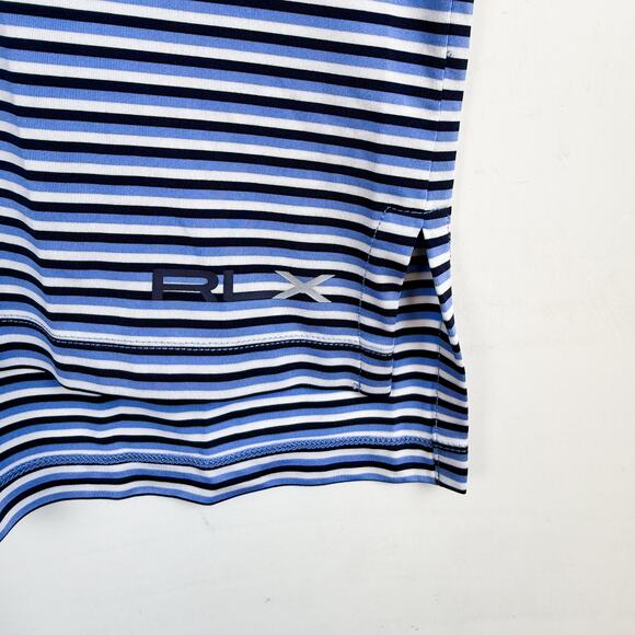 RLX Ralph Lauren 2012 US Open Olympic Club Stripe Polo Shirt Blue - M - Picture 2 of 8